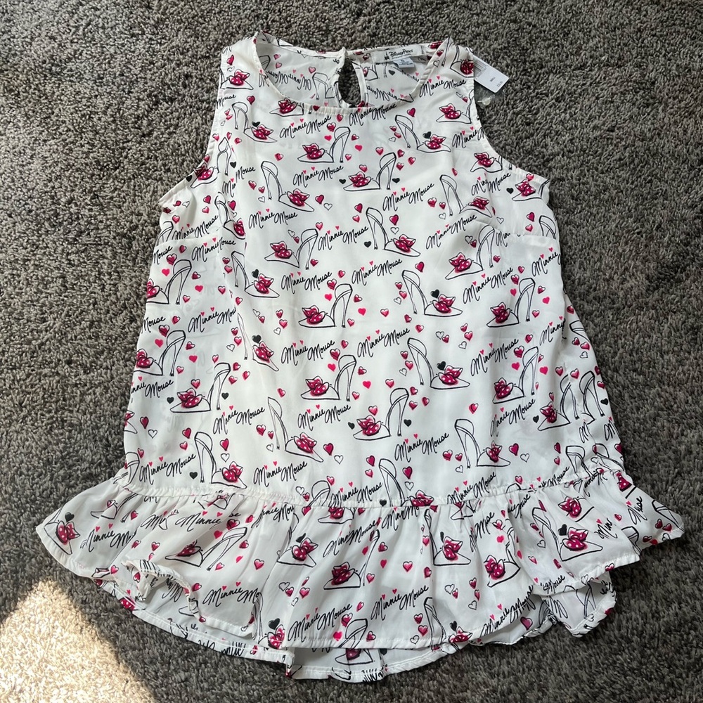NWT Women’s WDW Disney Parks Minnie Mouse Heels Peplum Sleeveless Top Size Small